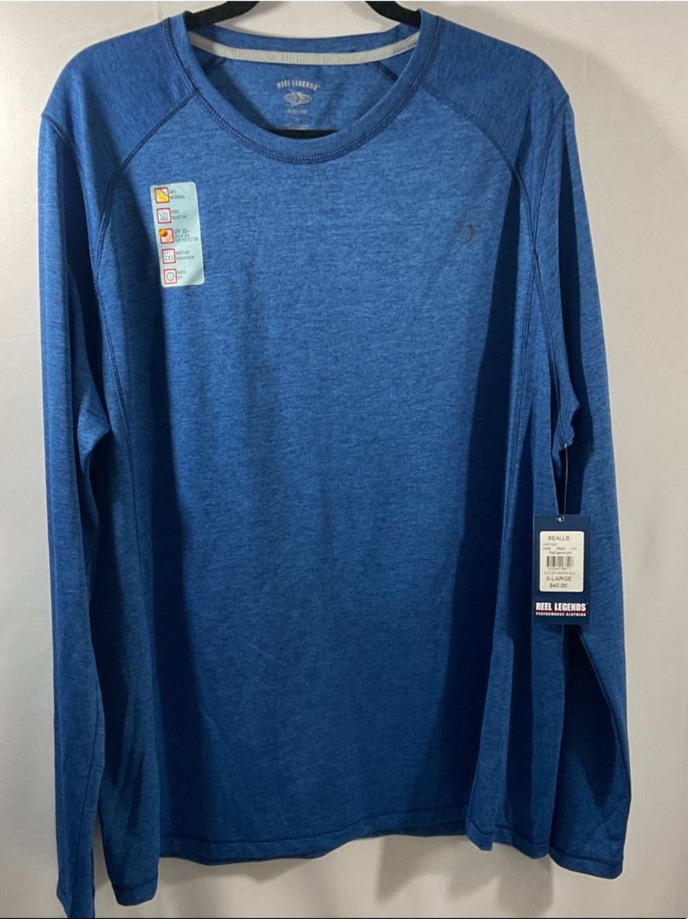 Reel Legends Long-Sleeve Performance Tee in Heather Blue